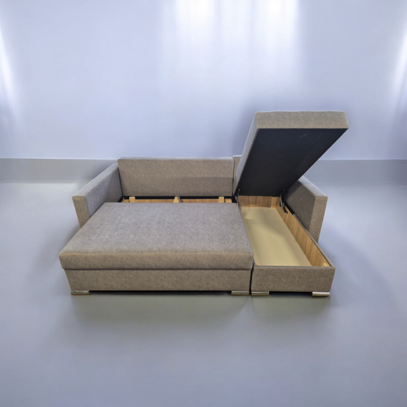 kopia kopia NAROŻNIK SZTRUKS ARKADIA- funkcja spania, 2 pojemniki na posciel, sprężyny bonel +2 podłokietniki CZARNY