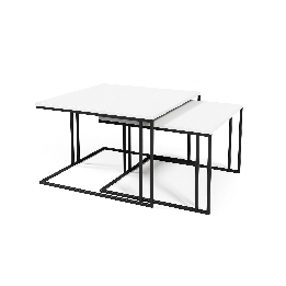 Stoliki Kawowe Loft Dąb-Biel-Czerń | Komplet 2 szt