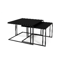 Stoliki Kawowe Loft Dąb-Biel-Czerń | Komplet 2 szt