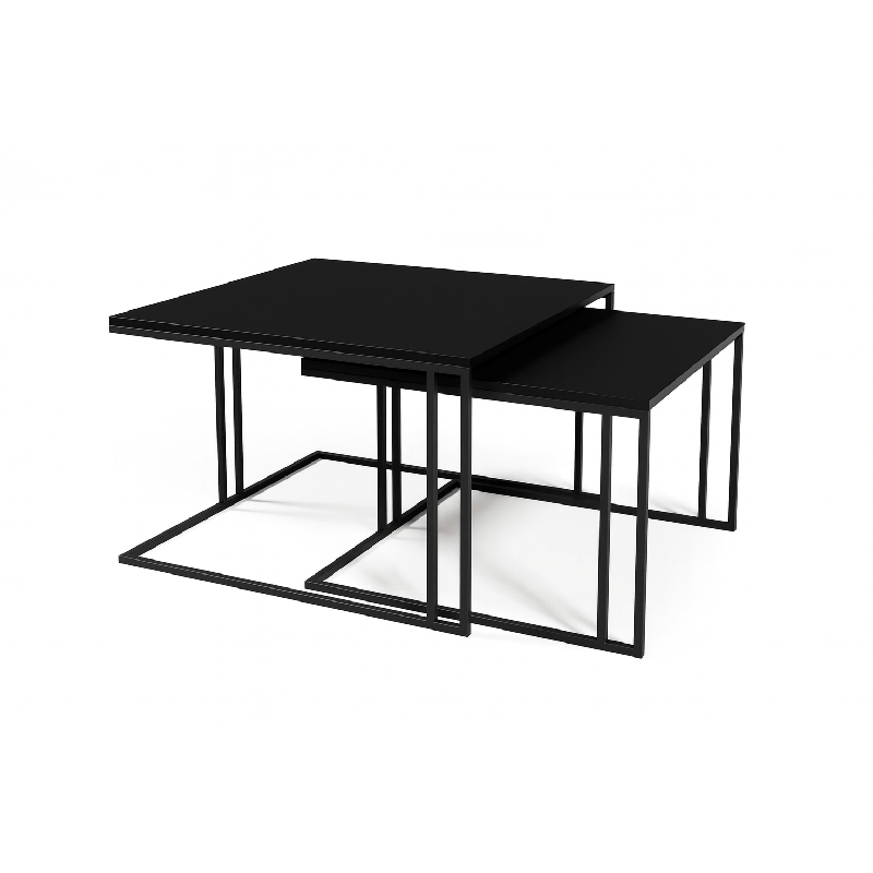 Stoliki Kawowe Loft Dąb-Biel-Czerń | Komplet 2 szt
