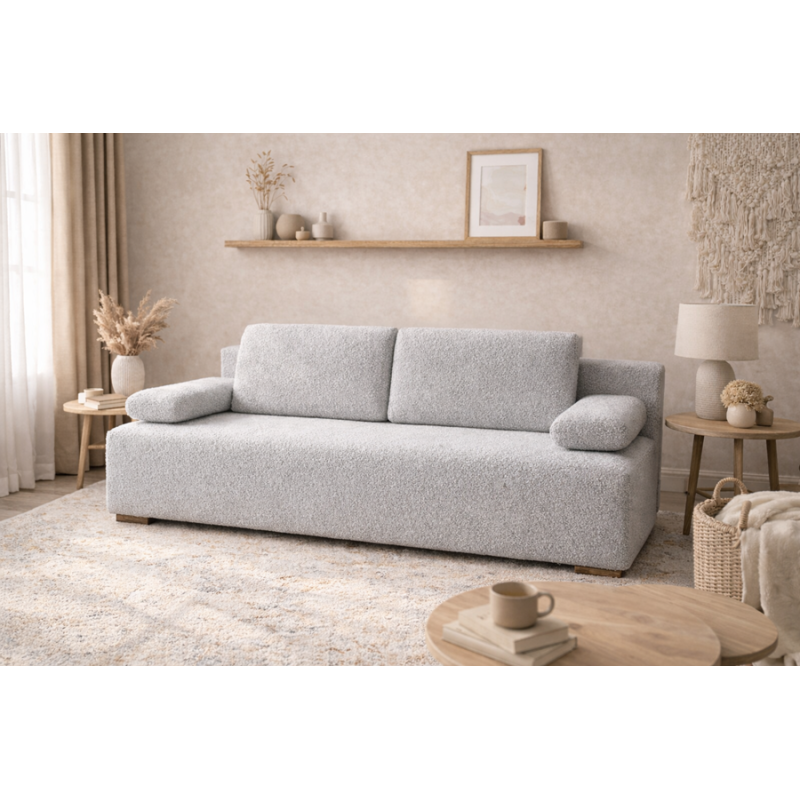 Kanapa Bouclé z Funkcją Spania 140x200 – Hit Twojego Salonu!