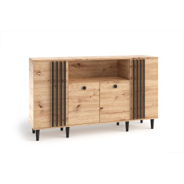 Komoda z Lamelami 160 cm Dąb Artisan | Duży Kredens Loft