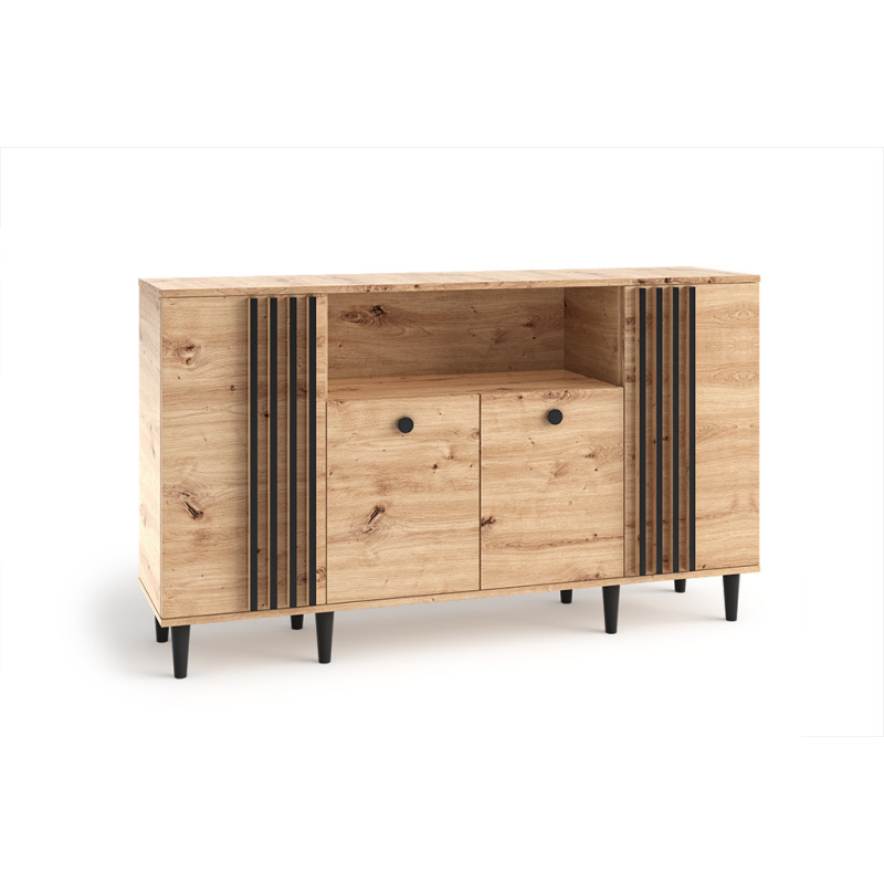 Komoda z Lamelami 160 cm Dąb Artisan | Duży Kredens Loft