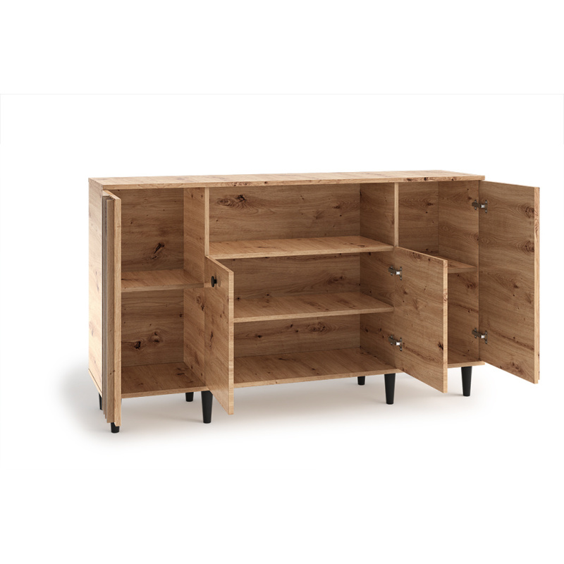 Komoda z Lamelami 160 cm Dąb Artisan | Duży Kredens Loft